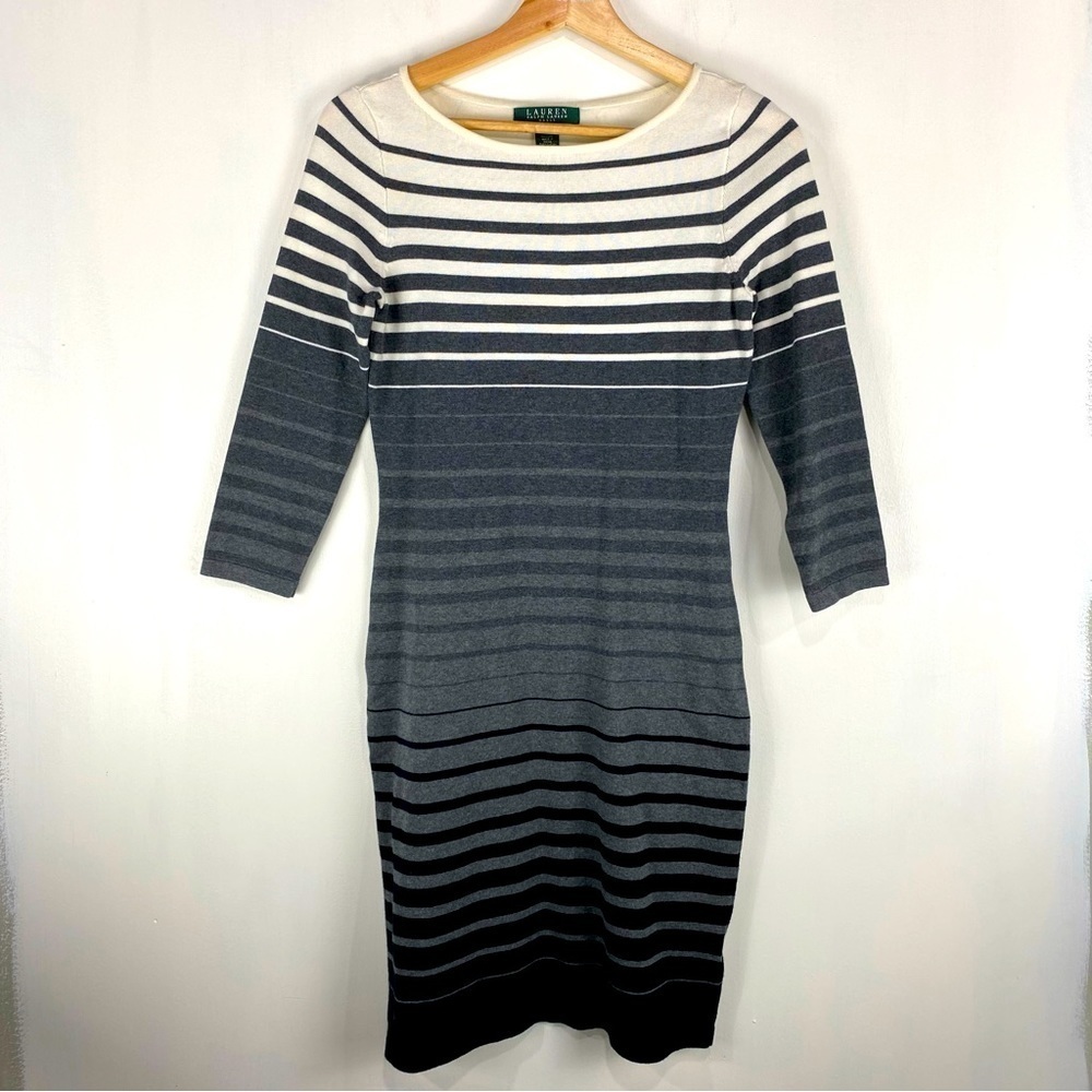 Lauren Ralph Lauren Stretchy Striped Fitted Bodycon Pullover Mini Dress Size XS